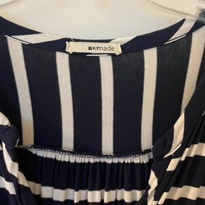 LA made Blue and White Striped Long Sleeve Dress